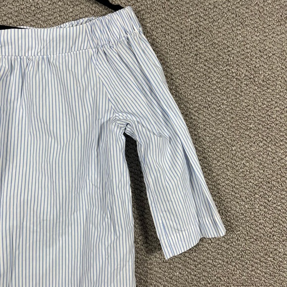 Madewell Clean Off The Shoulder Top Womens Size XS Blue White Striped Casual - Picture 2 of 11